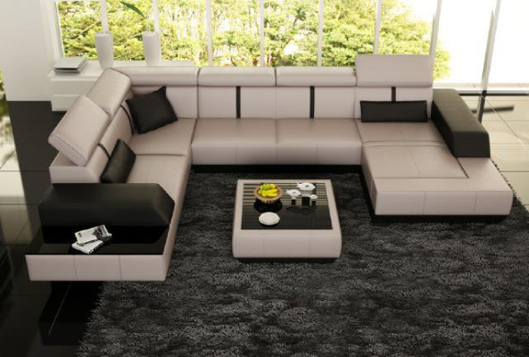Ledersofa Wohnlandschaft Couch Sofa Ecksofa Eckcouch Ledercouch Poster Ecke-Sofa