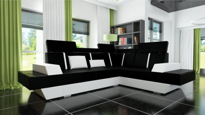 Designer Ledersofa Wohnlandschaft Polster Couch Sofa Ecksofa Eckcouch Ledercouch