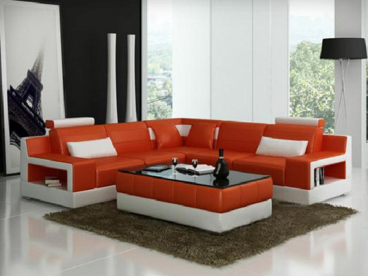 Ledersofa Ecksofa Design Couch Bettfunktion Garnitur Wohnlandschaft Polster Neu