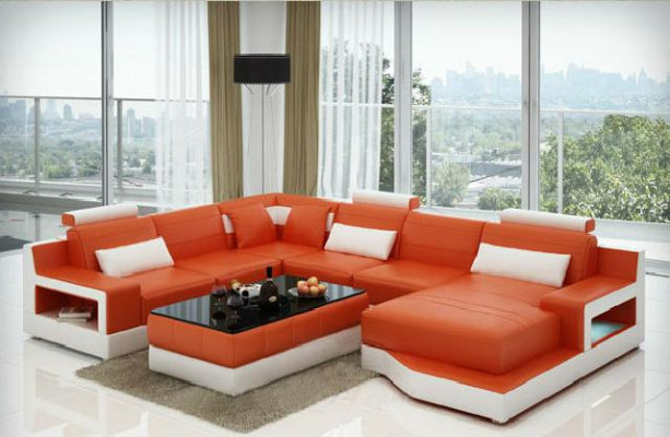 Ledersofa Ecksofa Design Couch Garnitur Wohnlandschaft Eck Sitz Polster Ulm Neu