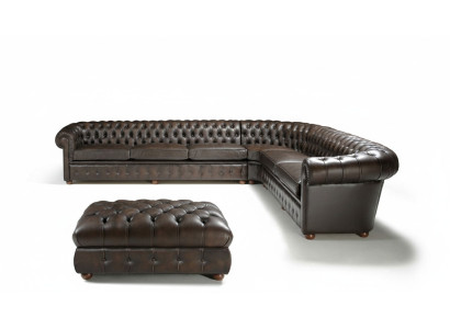 Klassische Ecksofa Eckcouch Couch Sofa Polster Leder Sitz Chesterfield Garnitur