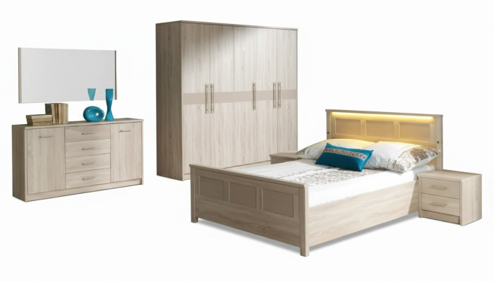 Schlafzimmer Möbel Einrichtung Bett Kleiderschrank Kommode Komplett Set Kommode