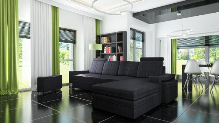 Ecksofa Textil Stoff Leder Polster Sofas Couch Garnitur Wohnlandschaft FRANCO L