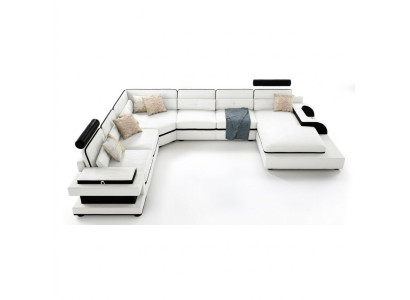 Ledersofa Couch Wohnlandschaft Ecksofa Eck Garnitur Dekor Design Modern