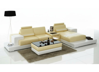 Ledersofa Couch Wohnlandschaft Ecksofa Eck Garnitur Design Modern Sofa L6004D