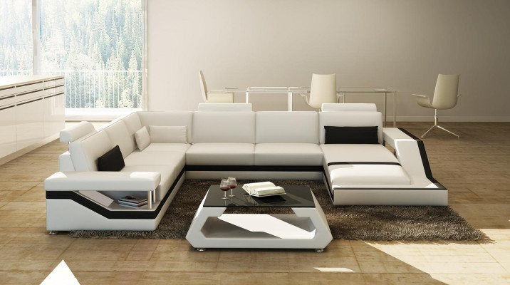 Wohnlandschaft Big Modernes Ledersofa Couch Patentiert Designer Sofa HAMBURG XXL