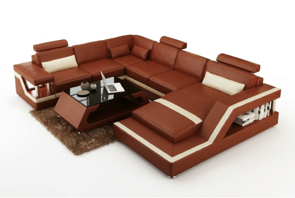 Wohnlandschaft Big Modernes Ledersofa Couch Patentiert Designer Sofa HAMBURG XXL