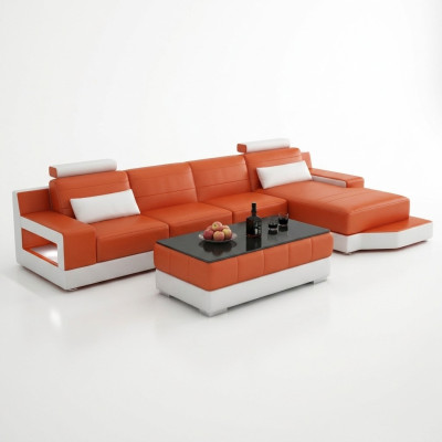 Ecksofa Textil Stoff Leder Polster Sofas Sofa Couch Garnitur Wohnlandschaft ULM