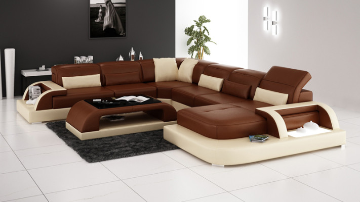 Ledersofa Couch Wohnlandschaft Ecksofa Eck Garnitur Design Modern Neu Sofa L6012