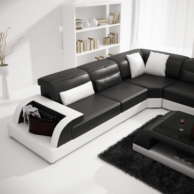 Ledersofa Couch Wohnlandschaft Ecksofa Eck Modern Dekor Garnitur Design