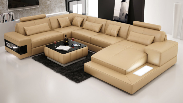Ledersofa Couch Wohnlandschaft Modern Ecksofa Eck Dekor Garnitur Design