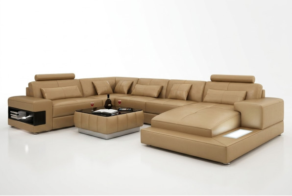 Ledersofa Couch Wohnlandschaft Modern Ecksofa Eck Dekor Garnitur Design