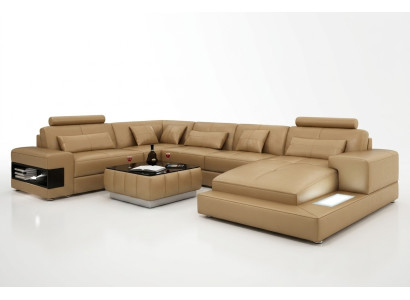 Ledersofa Couch Wohnlandschaft Modern Ecksofa Eck Dekor Garnitur Design