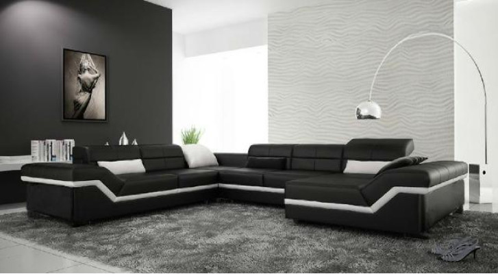 LEDERSOFA XXL WOHNLANDSCHAFT ECKSOFA DESIGN SOFA COUCH GARNITUR ECKCOUCH NEU