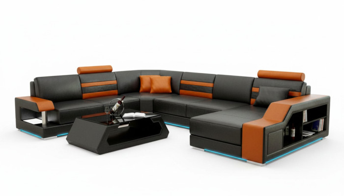 Ledersofa Couch Wohnlandschaft Ecksofa Eck Garnitur Design Modern Neu Sofa L6016