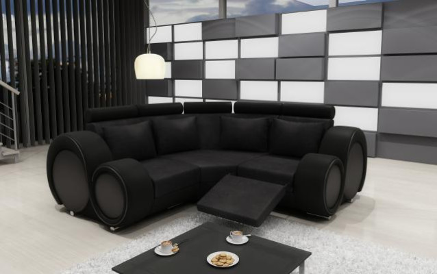 Ecksofa Sofa Couch Polster Wohnlandschaft Textil Eck Sofas Garnitur Stoff BER-X