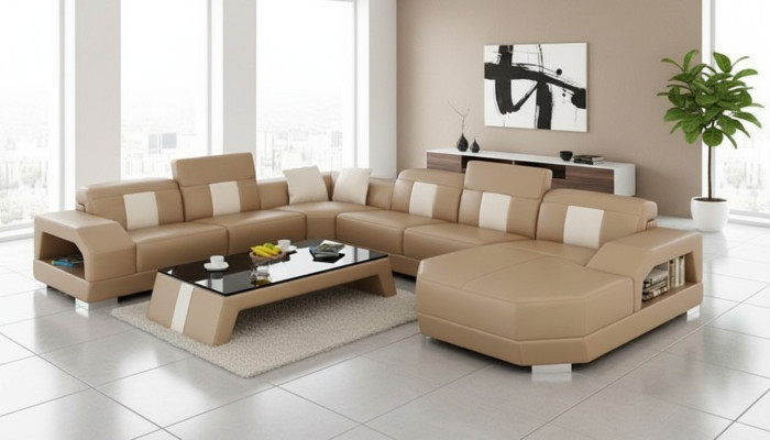Ledersofa Couch Wohnlandschaft Ecksofa Eck Garnitur Design Modern Sofa R7003 Neu