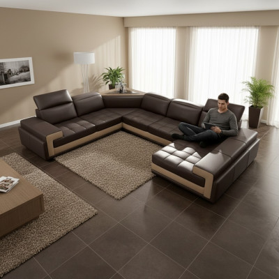 Ledersofa Couch Wohnlandschaft Ecksofa Modern Eck Dekor Design Garnitur