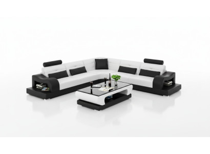 Ledersofa Couch Wohnlandschaft Dekor Eck Ecksofa Modern Garnitur Design