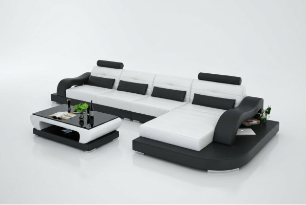 Sofa Ledersofa Couch Wohnlandschaft Ecksofa Eck Garnitur Modern Design