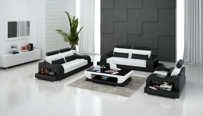 Ledersofa Couch Sofagarnitur Wohnlandschaft 3+2+1 Sitzer Garnitur Design Modern G8005D