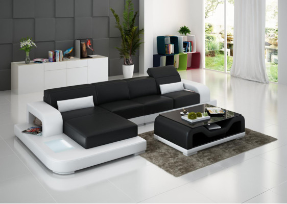 Ledersofa Couch Wohnlandschaft Ecksofa Eck Garnitur Design Modern Sofa