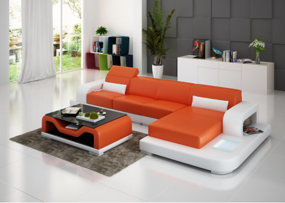 Ledersofa Couch Wohnlandschaft Ecksofa Eck Garnitur Design Modern Sofa