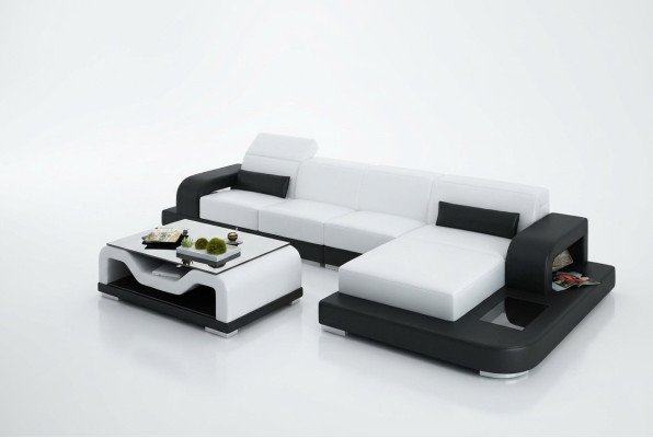 Ledersofa Couch Wohnlandschaft Ecksofa Eck Garnitur Design Modern Sofa