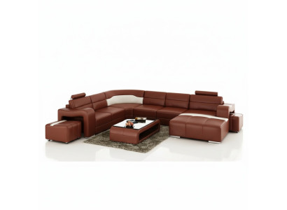 Wohnlandschaft Couch Polster Eck Garnitur Designer Ledersofa Big Sofa Neu PISA