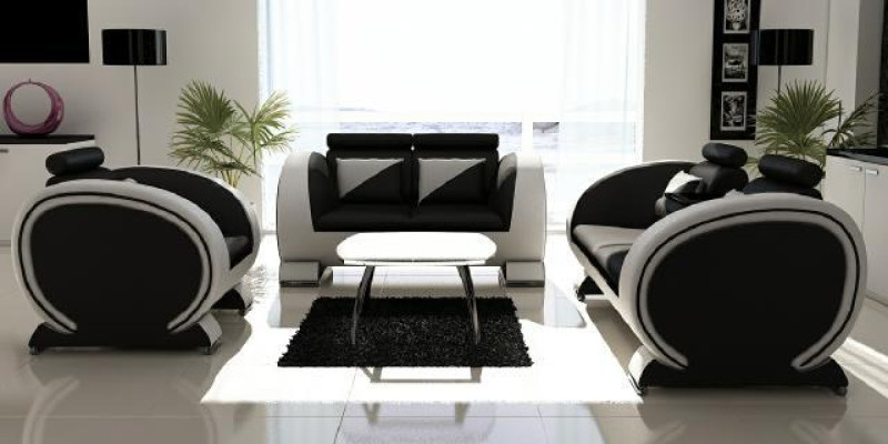 Sofagarnitur Ledersofa Sofa Couch Polster Leder Garnitur Couchen Sofas 3+2+1