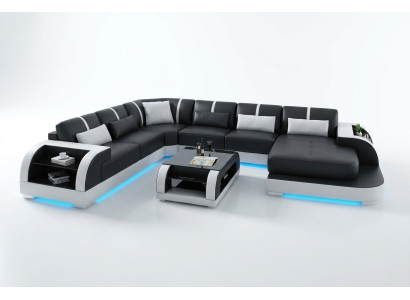 Ledersofa Couch Wohnlandschaft Ecksofa Eck Garnitur Design Modern Sofa