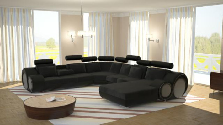 Sofa Designer Wohnlandschaft U-Form Couch Ecksofa Polster Garnitur Eckgarnitur