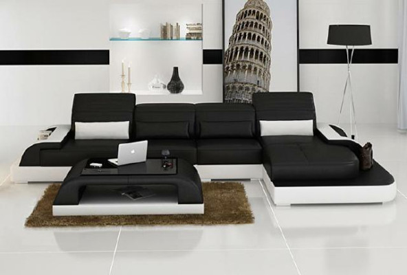 Wohnlandschaft Ecksofa Sofa Couch Ecksofa Polster Eck Garnitur Leder Couchen