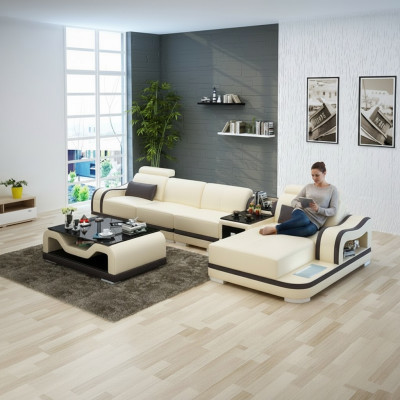 Sofa Ledersofa Couch Modern Wohnlandschaft Ecksofa Eck Garnitur Design