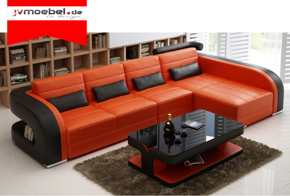 Big Couch Sofa Wohnlandschaft Polster Eck Leder Sofa Garnitur Couchen Bergamo