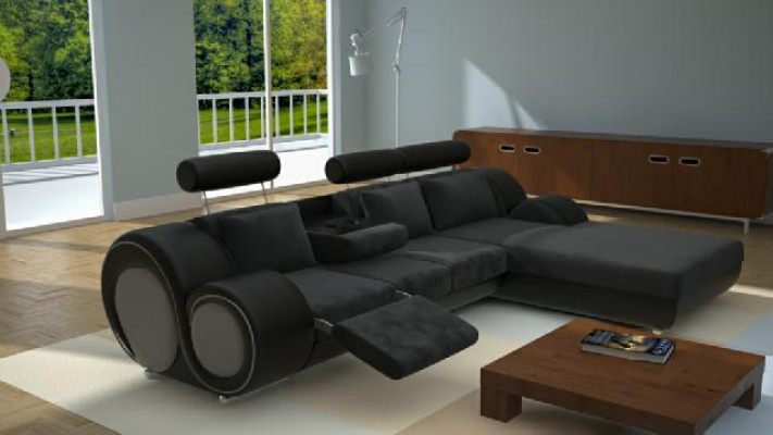 Designer Garnitur Wohnlandschaft Eckcouch Couch Sofa Polster Ledersofa Sofas Neu