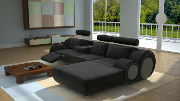Designer Garnitur Wohnlandschaft Eckcouch Couch Sofa Polster Ledersofa Sofas Neu