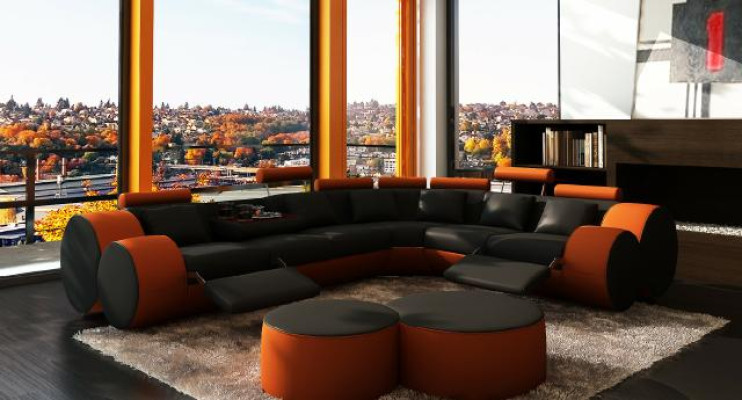Ecksofa Sofa Couch Polster Wohnlandschaft Leder Eck Sofas Garnitur L Form Madrid