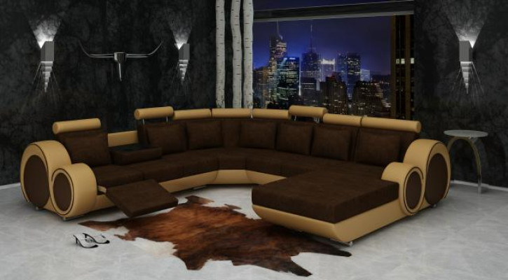 TEXTIL SOFA XXL WOHNLANDSCHAFT STOFF COUCH BIG SOFA POLSTERECKE ECKSOFA NEU
