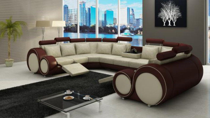 Ecksofa Wohnlandschaft Polster Couch Sitz Eck Garnitur Textil Leder Stoff XXL