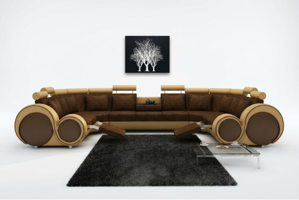 Ecksofa Wohnlandschaft Polster Couch Sitz Eck Garnitur Textil Leder Stoff XXL