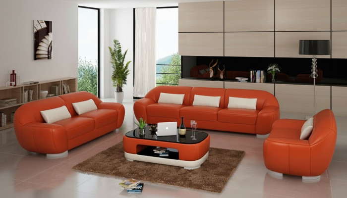 Ledersofa Couch Wohnlandschaft Ecksofa Eck Garnitur Sofa Modern Design
