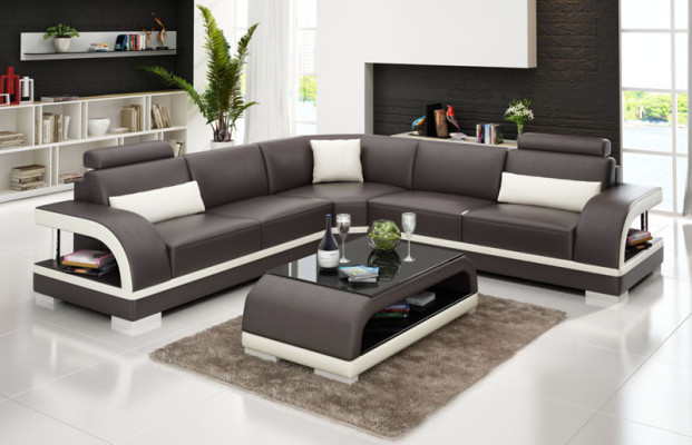 Ledersofa Couch Wohnlandschaft Ecksofa Eck Garnitur Design Modern Sofa G8011B
