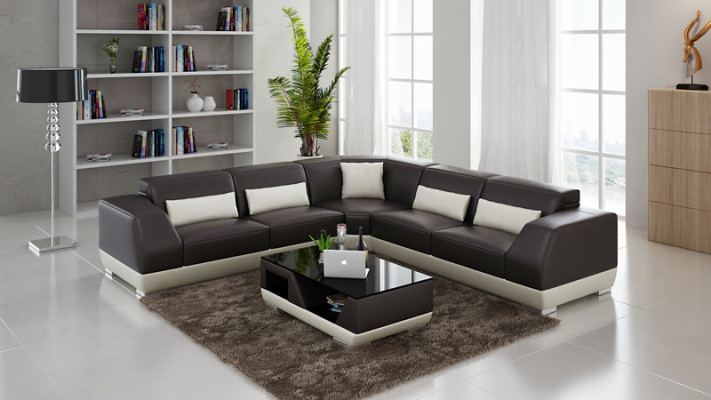 Ledersofa Couch Wohnlandschaft Sofa Ecksofa Eck Garnitur Modern Design