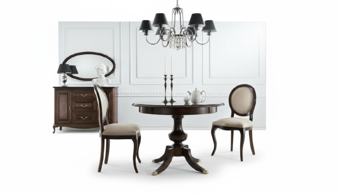Klassischer Tisch mit 2 Stühlen Royal Stühle Tische Rundtisch Holztisch - Verona