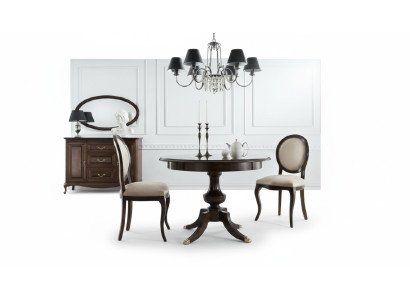 Klassischer Tisch mit 2 Stühlen Royal Stühle Tische Rundtisch Holztisch - Verona