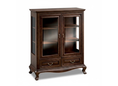Klassische Vitrine Vitrinenschrank Schrank Echtholz Vitrinen V-W 3-4 Glasschrank