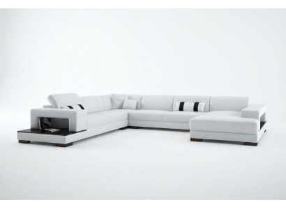 Wohnlandschaft Couch Polster Eck Garnitur Designer Ledersofa Big Sofa Neu