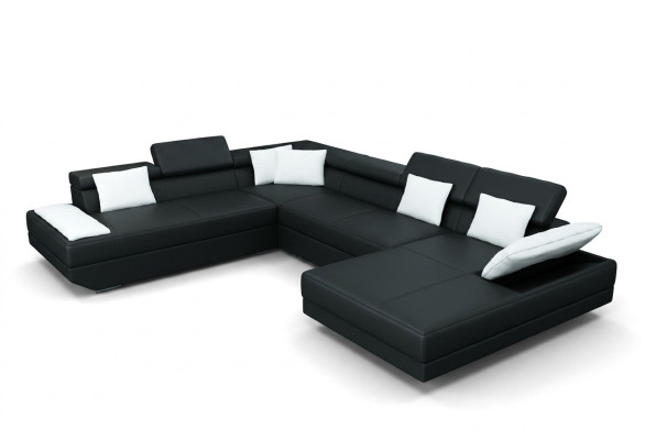 Ledersofa Sofa Couch Polster Eck Garnitur Wohnlandschaft XXL Big Ecksofa 2719D