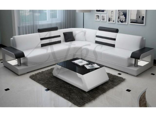 Wohnlandschaft Polster Ecke Eck Sofa Couch Garnitur Landschaft Leder Neu - 2723B